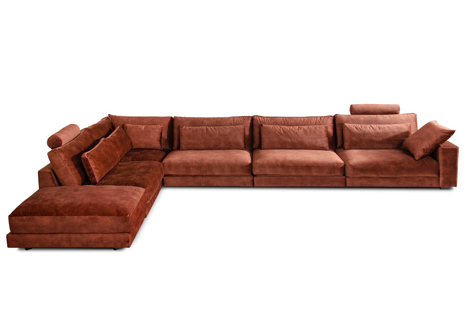 ECKSOFA ETICO Braun Velvet - Dunkelbraun/Schwarz, Textil (513/330cm) - KAWOLA
