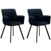 ESSZIMMERSTUHLE PYRUS 2-tlg Velours-Sitz, Dunkelblau - Schwarz/Dunkelblau, Textil/Metall (56/84/46cm) - KONSIMO®