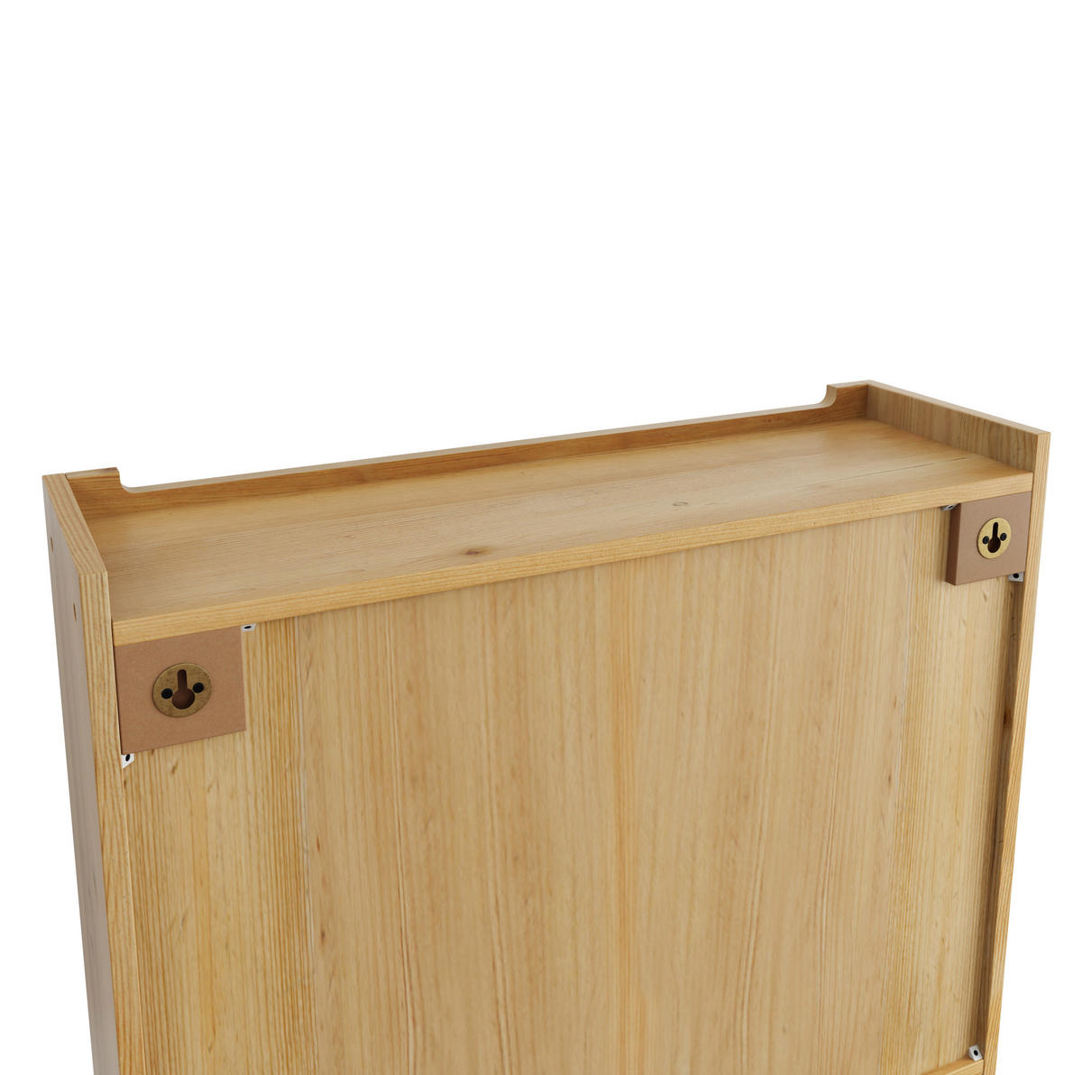 KÜCHENOBERSCHRANK 63x18x60 cm in Natural aus Glas, Massivholz mit Drei-Stufen-Stauraum & Wandmontage - Naturfarben, Holzwerkstoff (63/60/18cm) - Modfu