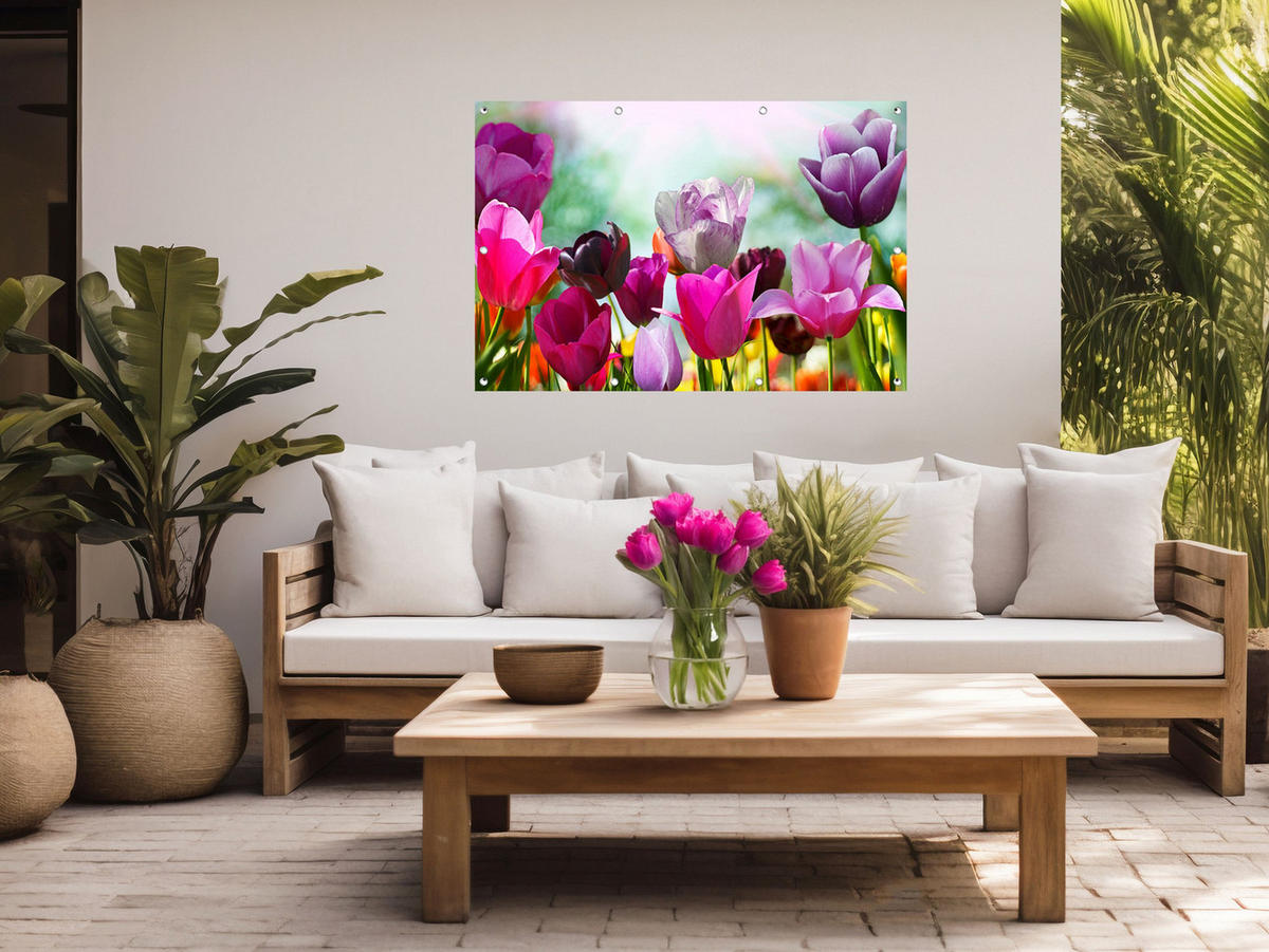 GARTEN-POSTER 120x80 cm Blumen bunt - Rosa, Kunststoff (120/80/2cm) - artissimo