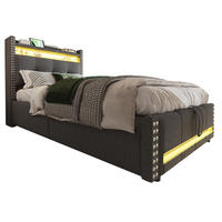 POLSTERBETT 90/200 cm mit LED-Beleuchtung und Bettkasten in Grau - Grau, Textil (90/200cm) - BEAOK