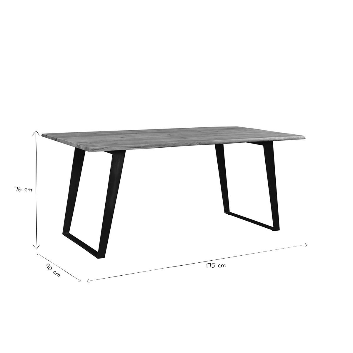 ESSTISCH Akazie Schwarzes Metall L175 KORA - Dunkelbraun, Holz (175/90/76cm) - Miliboo