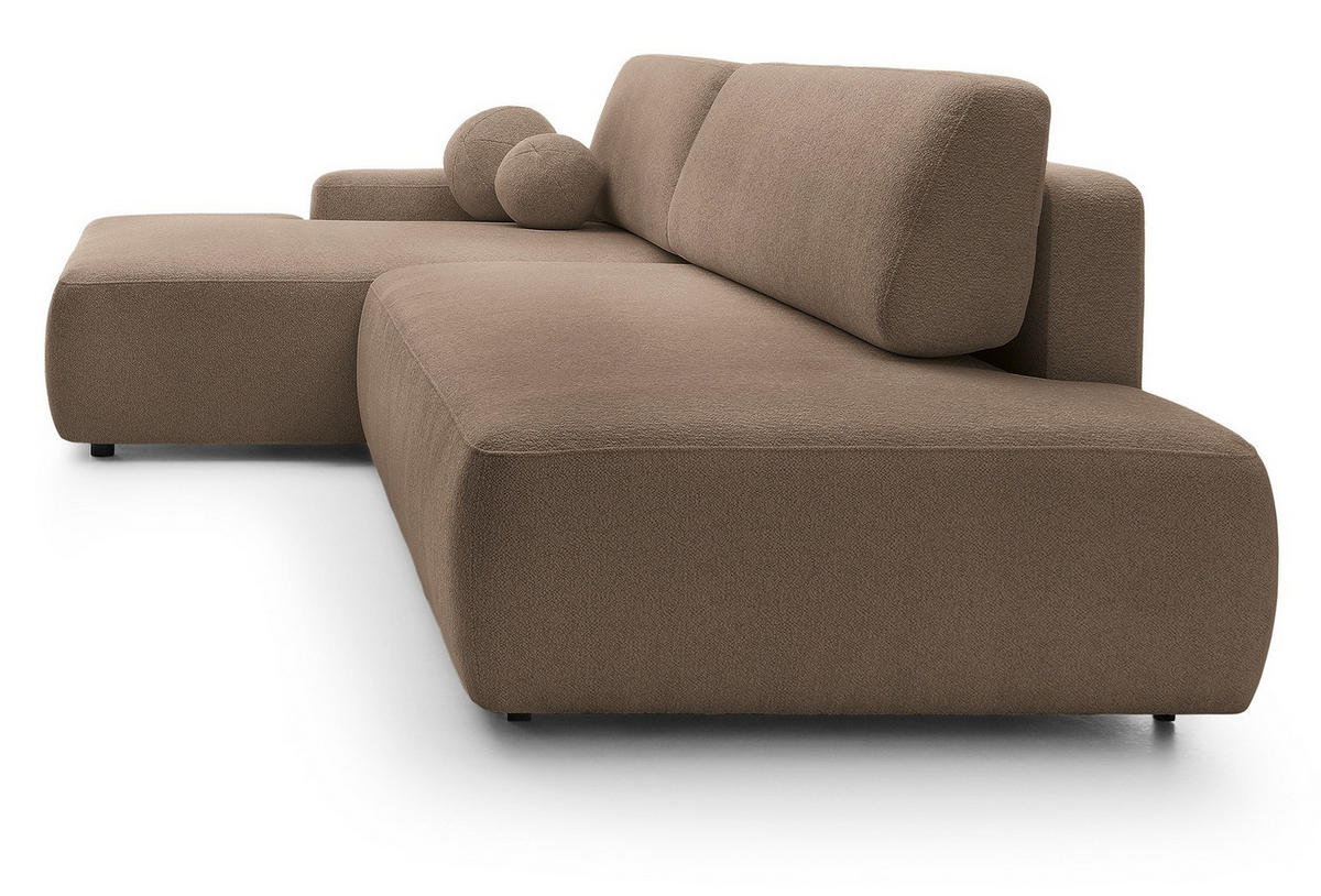 ECKSOFA 275 cm mit Schlaffunktion Orea O, Links, Dunkelbraun - Dunkelbraun, Holz (276/164cm) - Emporius