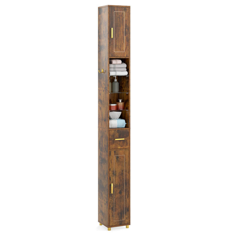 Costway Badezimmerschrank Dunkelbraun 20x181x20 cm