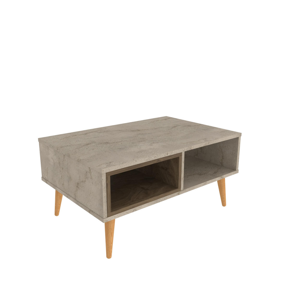 COUCHTISCH Oberon Travertin Walnuss - Beige, Holzwerkstoff (60/90/43cm) - Decorotika