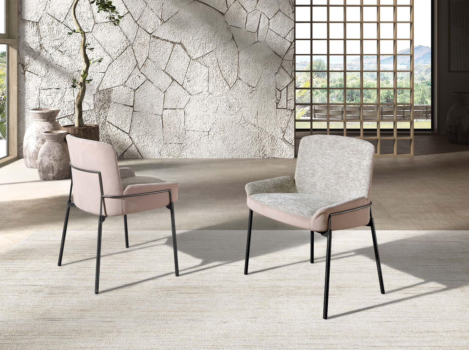 STUHL asymmetrisch Grau Stahl 58/54/76 cm - Graubraun, Textil/Metall (58/76/54cm) - ANGEL CERDA