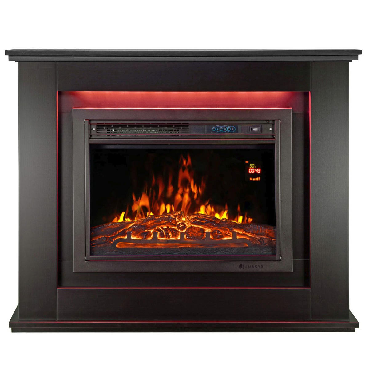 ELEKTROKAMIN 2000W rechteckig schwarz mit Flammeneffekt - Schwarz, Holz (100/82/28cm) - Juskys
