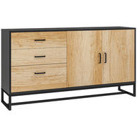 SIDEBOARD DE-11119 3 Schubladen & verstellbarer Boden Weiß - Naturfarben, Holzwerkstoff (140/75/35cm) - ComfortXL