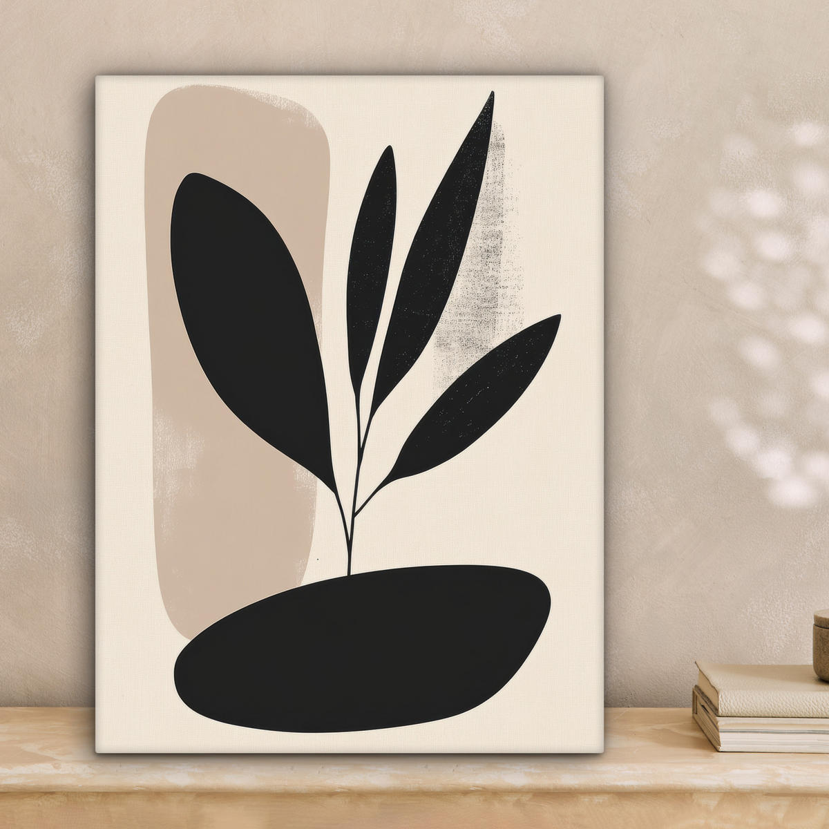 LEINWANDBILD Pflanze - Beige - Japanisch 30x40 cm - Schwarz, Textil (30/40cm) - MuchoWow