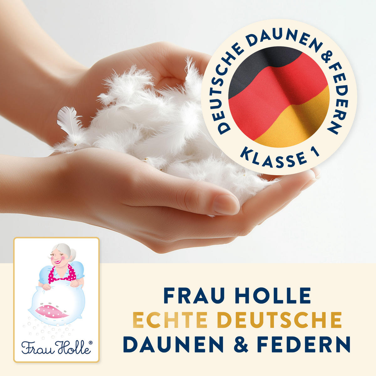 DAUNENKOPFKISSEN KLASSIK Entendaunen fest - Weiß, Naturmaterialien/Textil (80/80cm) - Frau Holle