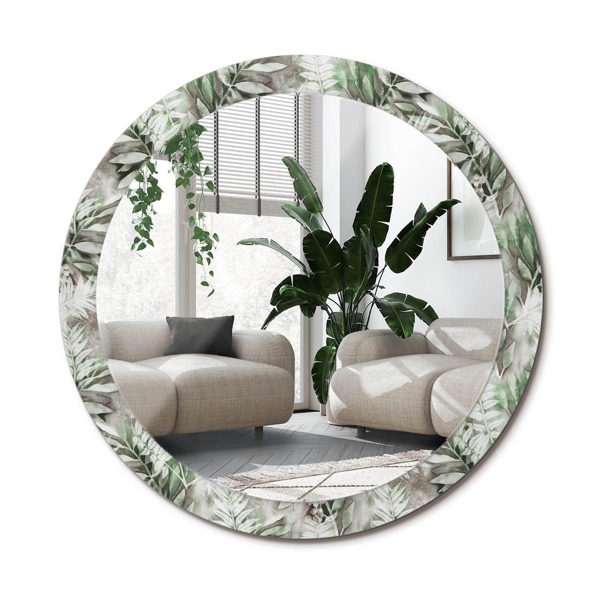 SPIEGEL Rund Ø 90 cm mit Aufdruck - Multicolor, Glas (90/90/0.4cm) - Wallfluent