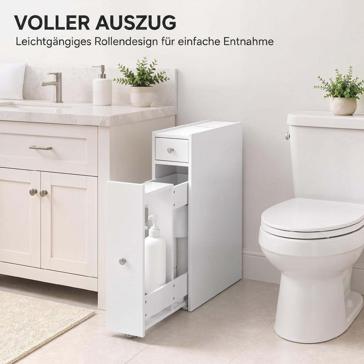BADEZIMMERSCHRANK MDF PU-Papier Weiß - Weiß, Holzwerkstoff/Kunststoff (16/58/48cm) - HOMCOM