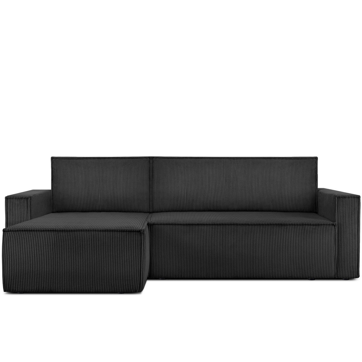 ECKSOFA-LINKS/RECHTS NAPI Schlaffunktion mit Cordbezug, dunkelgrau - Dunkelgrau/Schwarz, Textil (246/148cm) - KONSIMO®