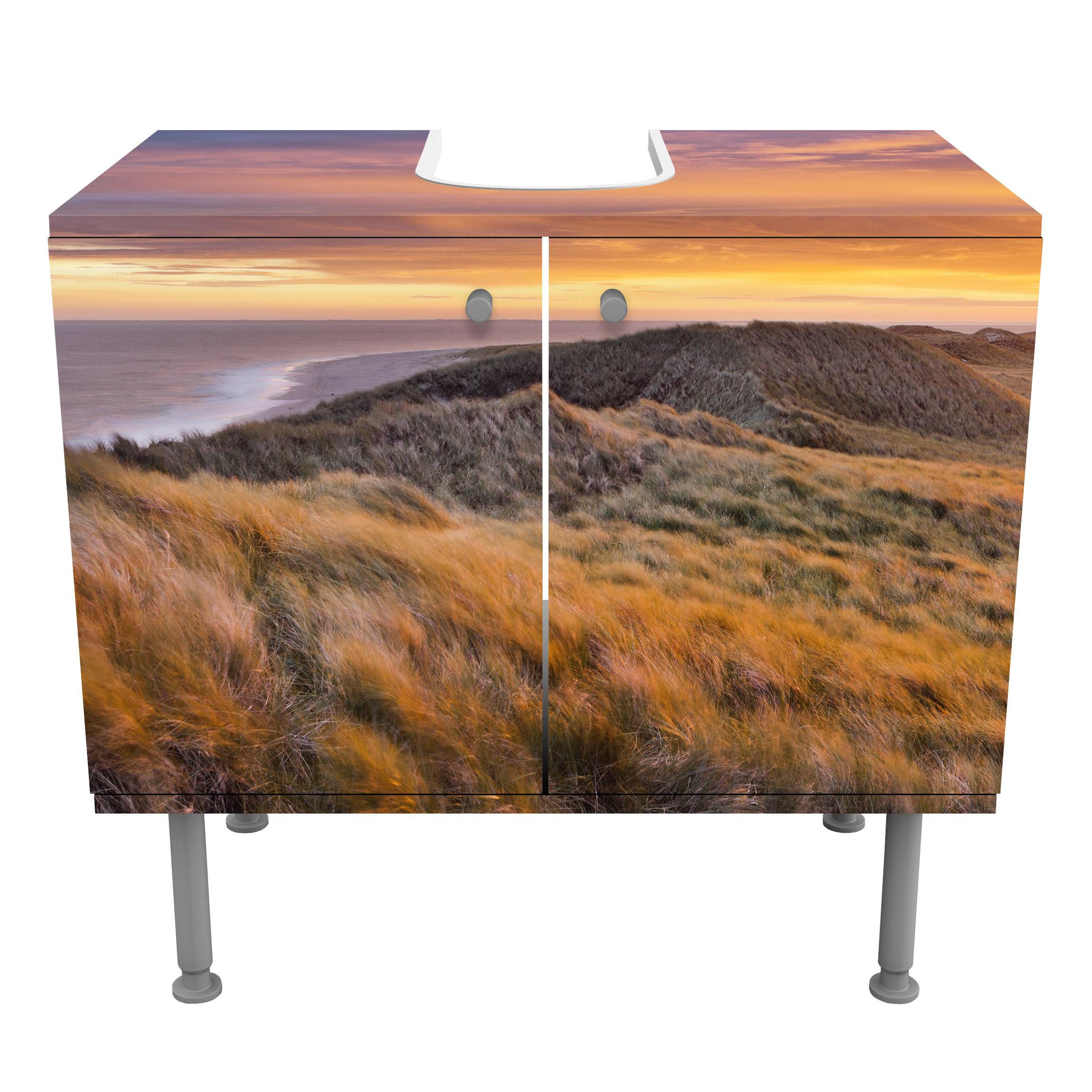 WASCHBECKENUNTERSCHRANK Sonnenaufgang am Strand auf Sylt 60/55/35 cm - Orange, Holzwerkstoff (60/55/35cm) - Bilderwelten