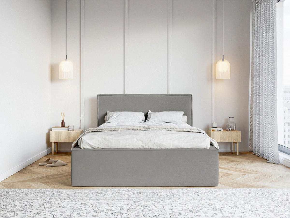 POLSTERBETT LUCERA Grau 160x200 cm - Dunkelgrau/Schwarz, Holz/Textil (160/200cm) - Selsey