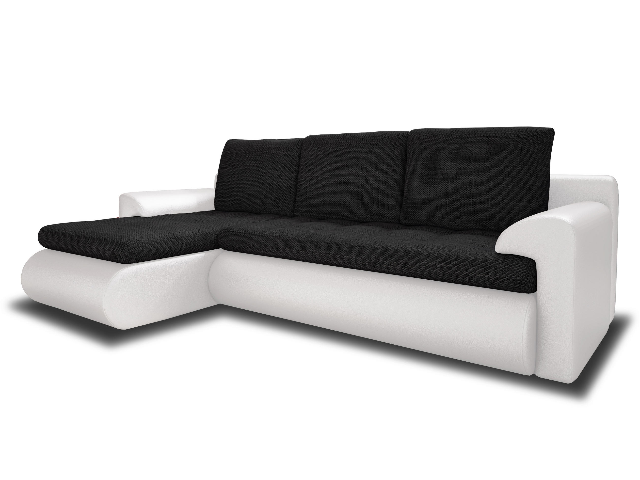 ECKSOFA Santi, Seite: Links - Schwarz/Weiß, Holz/Textil (226/152cm) - Sofnet