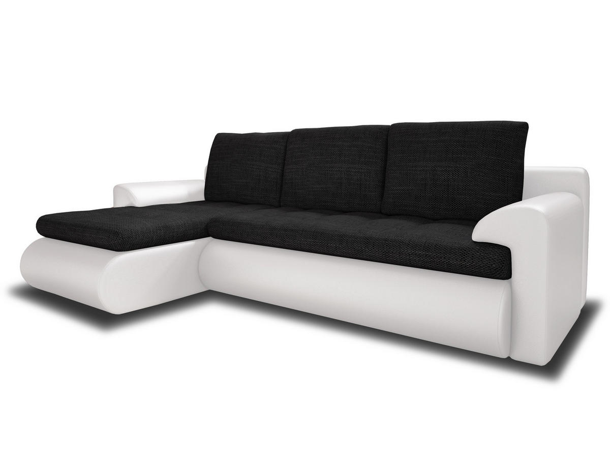 ECKSOFA Santi, Seite: Links - Schwarz/Weiß, Holz/Textil (226/152cm) - Sofnet