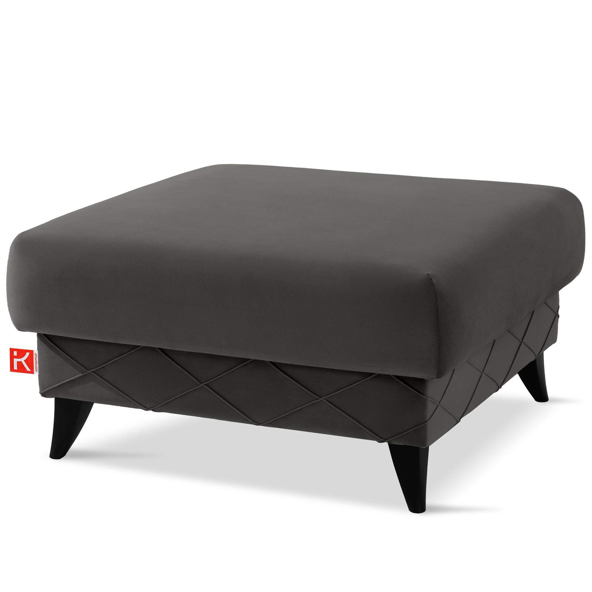 POUF GUSTAVO III Velours, Anthrazit - Anthrazit, Holz/Holzwerkstoff (92/49/92cm) - KONSIMO®