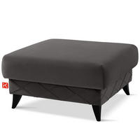 POUF GUSTAVO III Velours, Anthrazit - Anthrazit, Holz/Holzwerkstoff (92/49/92cm) - KONSIMO®