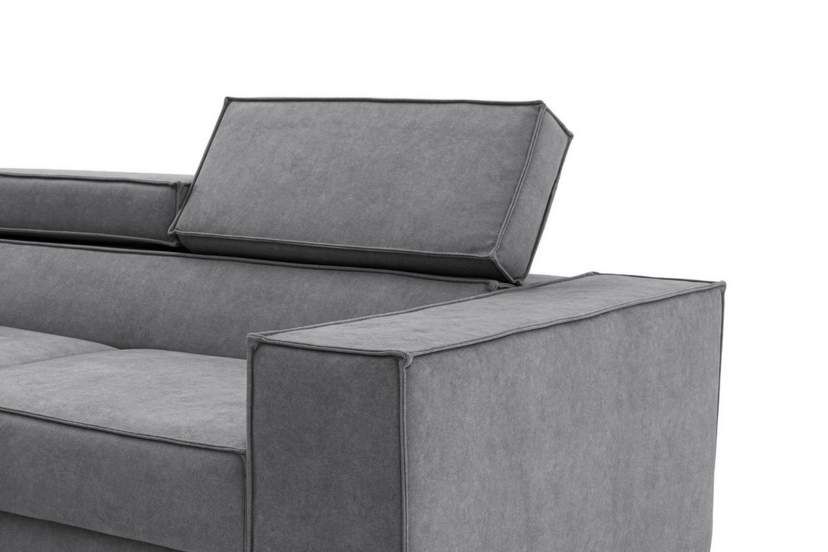 ECKSOFA PURE L Links mit Schlaffunktion 127x199 Velours Grau - Schwarz/Grau, Holz/Textil (281/204cm) - Muffo