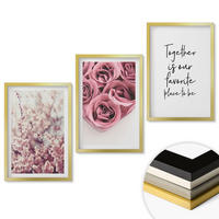 WANDBILDER 3er Set - 40x60 cm Goldrahmen - Blumensträuße aus Rosen mit einer Inschrift - Goldfarben, Kunststoff (40/60cm) - ArtPrintCave
