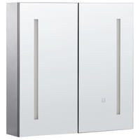 KOUPELNOVÁ ZRCADLOVÁ SKŘÍŇKA LED 60/60 cm Černá Chabunco - černá/stříbrná, kompozitní dřevo (60/60/14cm) - Beliani