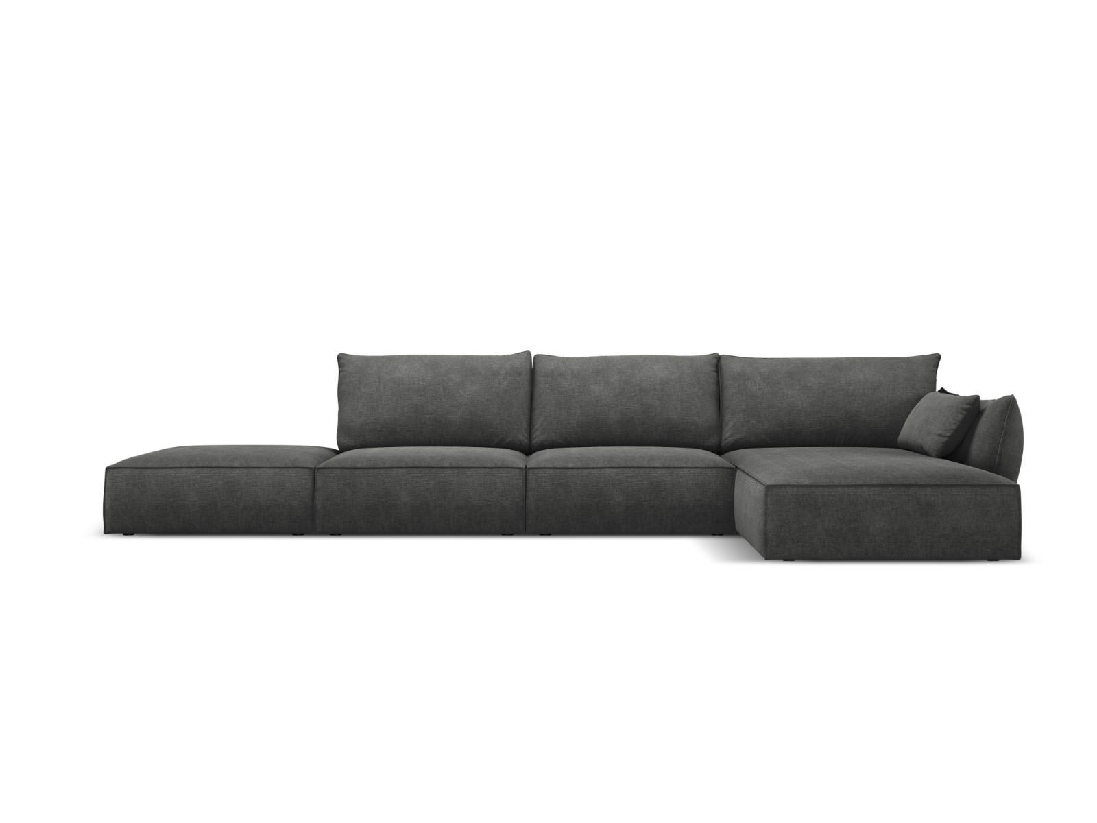 ECKSOFA rechts Kaelle aus Chenille-Stoff dunkelgrau 5 Sitzplätze - Dunkelgrau, Textil (171/364cm) - Micadoni