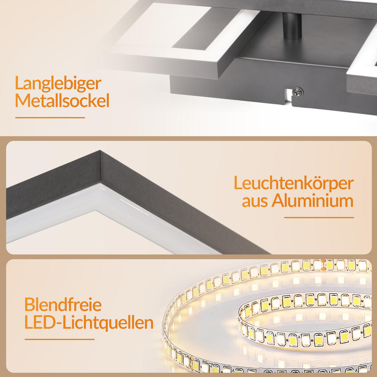 LED DECKENLEUCHTE Lysven 40/40/8.7 cm - Schwarz, Kunststoff (40/40/8.7cm) - ZMH