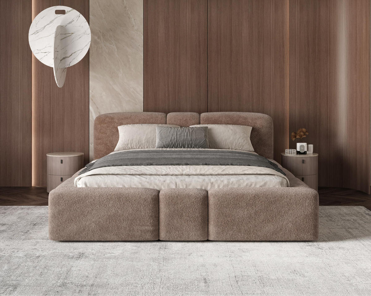 POLSTERBETT Monte140x200 cm- Bettkasten und Stauraum - Doppelbett mit Stabilem Metallrahmen - Monte-Stoff- Dunkelbraun - Dunkelbraun, Holzwerkstoff (140/200cm) - Chilly