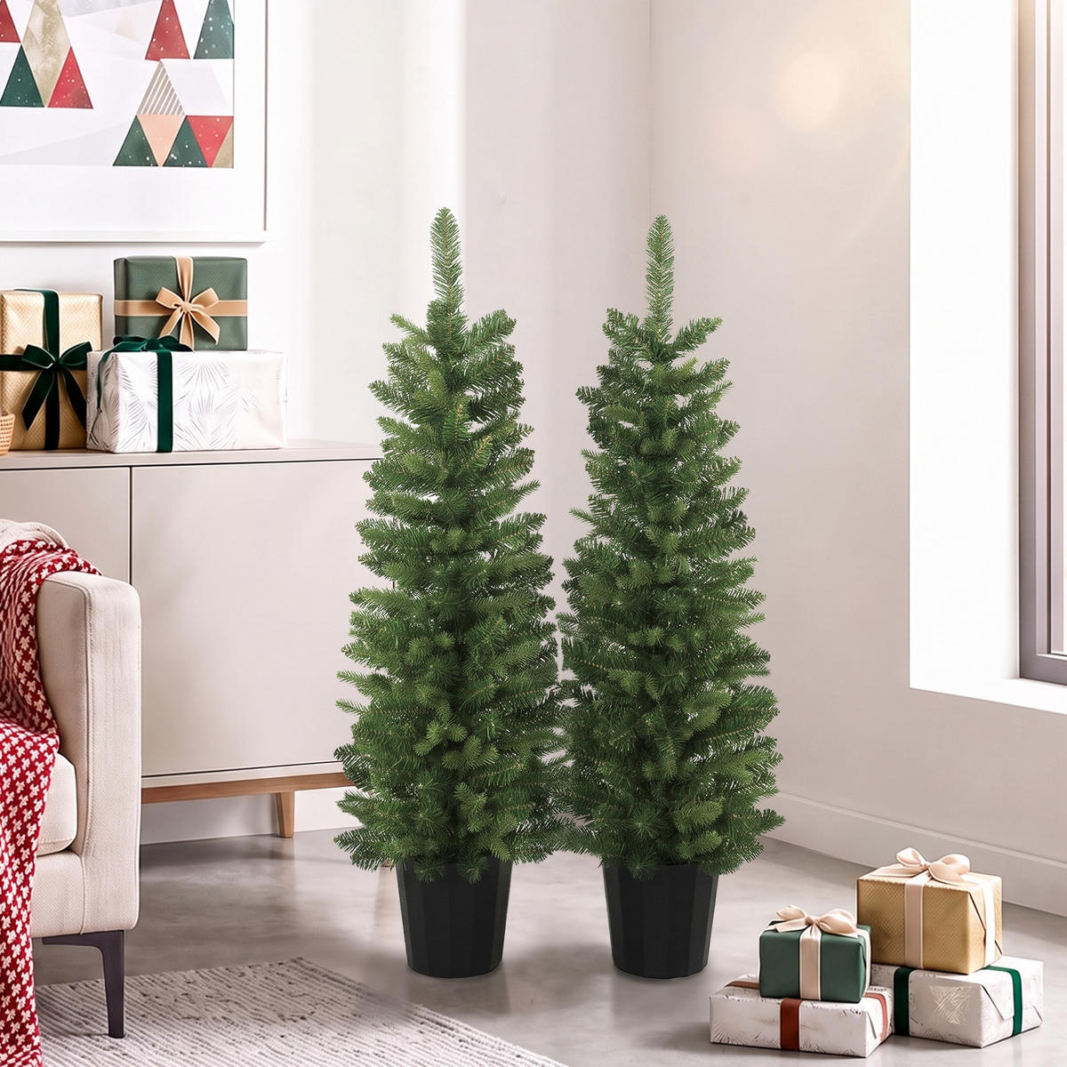 WEIHNACHTSBÄUME 2er Set PE Grün - Grün, Kunststoff (120cm) - HOMCOM
