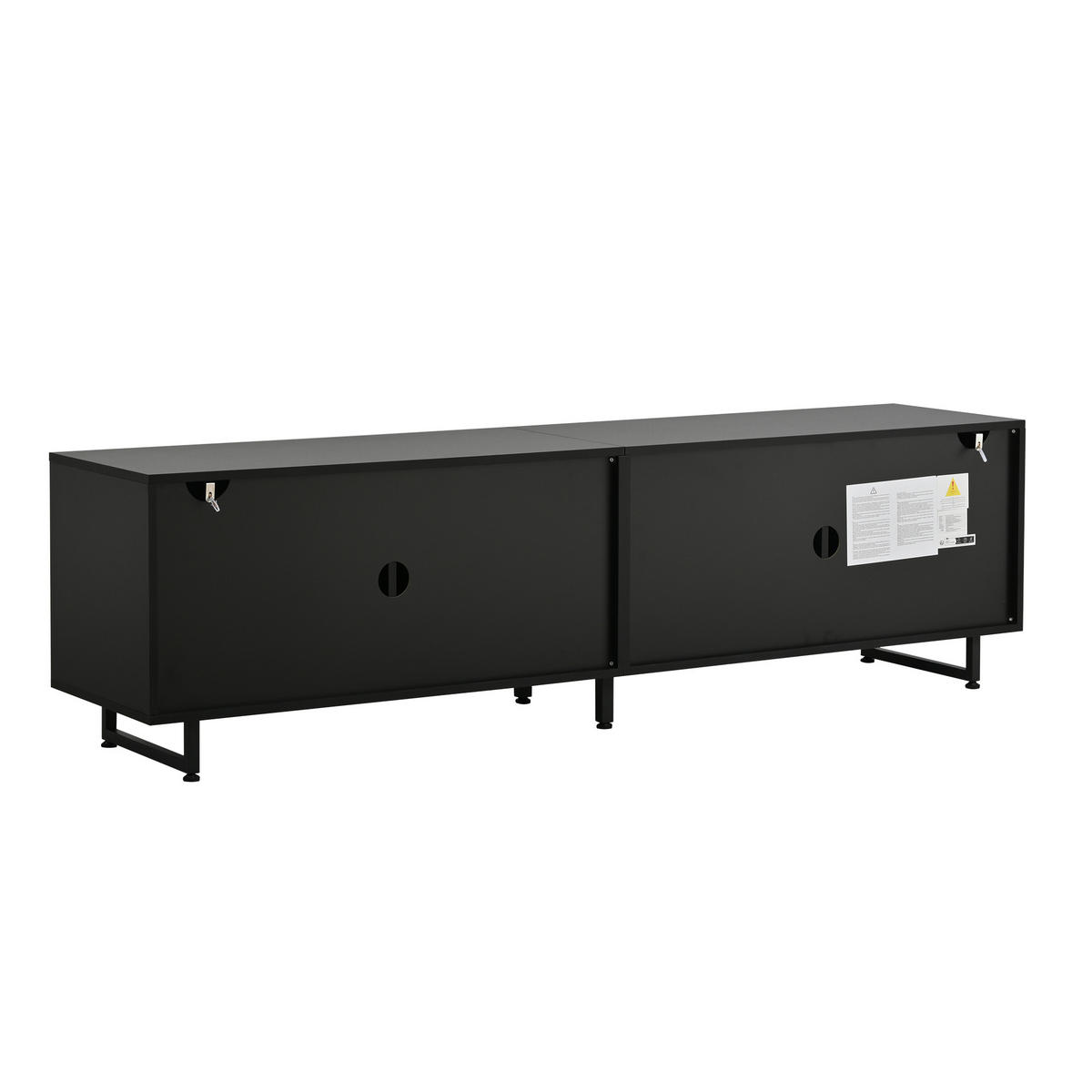 TV-LOWBOARD holzwerkstoff in natur & schwarz mit metallgestell, 4 türen - Naturfarben, Holzwerkstoff (180/50/40cm) - Urban Meuble