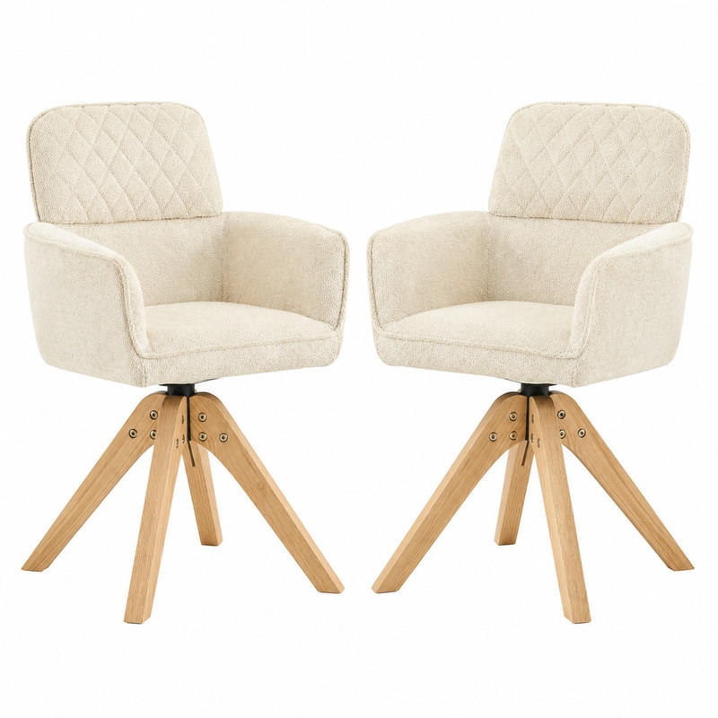 ESSZIMMERSTUHL 2er-Set drehbar ca. 85 cm Stoff Weiß Massivholz - Weiß, Holz (51/85/53cm) - Meubliv