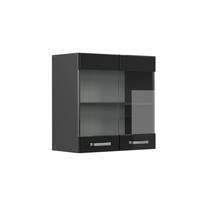 KÜCHENGLASSCHRANK R-Line Schwarz Hochglanz 60 cm - Schwarz Hochglanz/Anthrazit, Holzwerkstoff (60/60/31cm) - Vicco