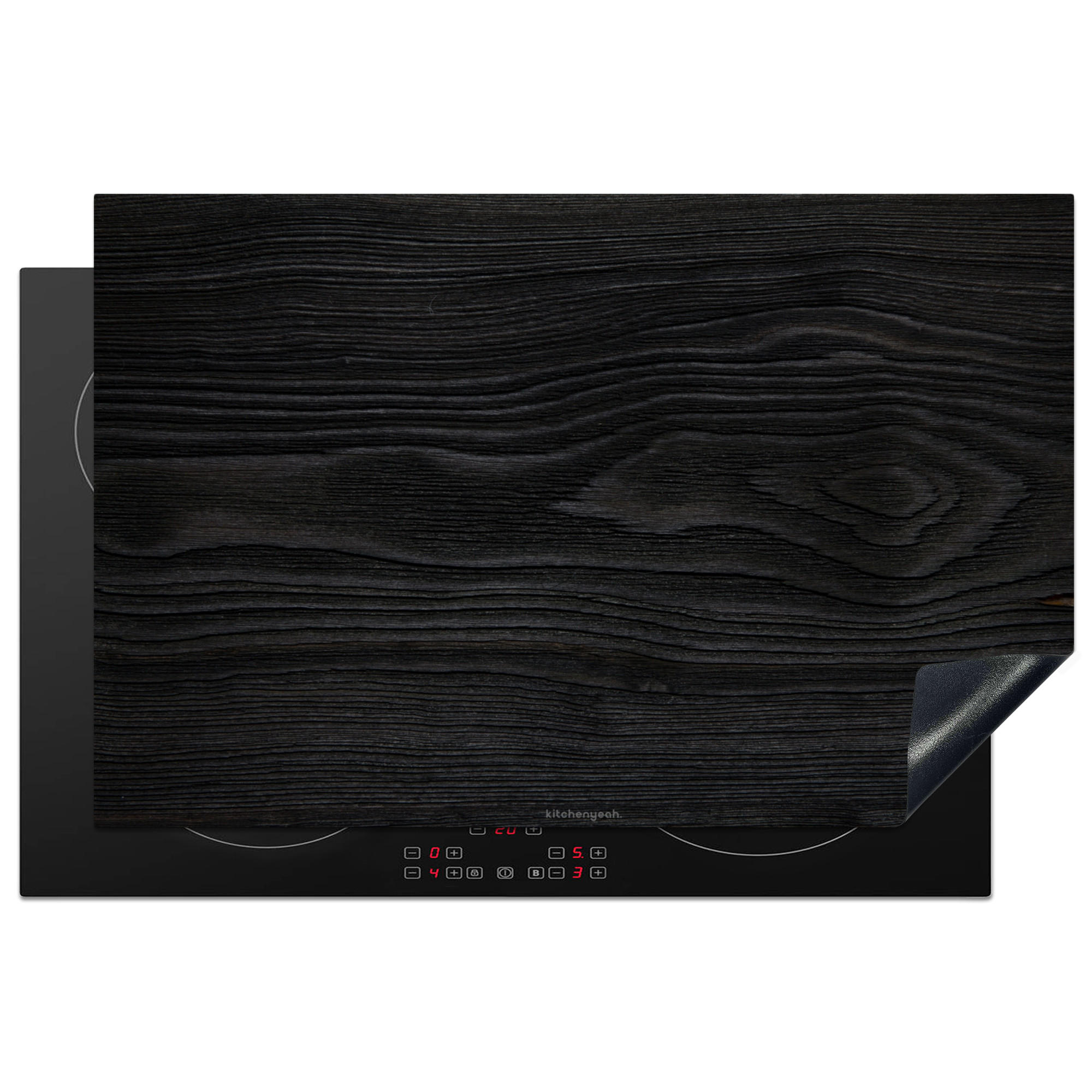 HERABDECKPLATTE - Schwarz - Holzoptik - 85x55 - Schwarz, Kunststoff (85/55/0.2cm) - MuchoWow