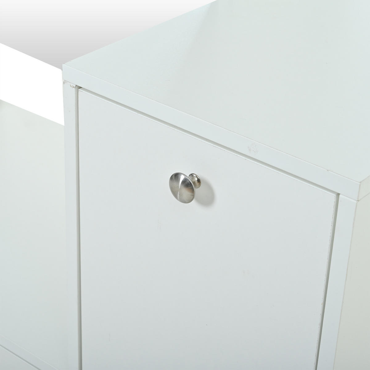 SCHUHSCHRANK aus Spanplatte 85x40x180cm in Weiß mit Spiegel - Weiß, Holzwerkstoff (85/180/40cm) - Modfu