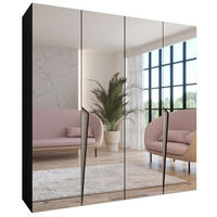 DREHTÜRENSCHRANK 202/200/52 4-türig - Beige/Schwarz, Holz/Metall (200/202/52cm) - Abiks Möbel