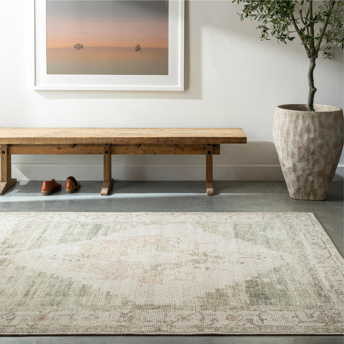 VINTAGE-TEPPICH Luca 200/275 cm Salbeigrün - Grün, Textil (200/275cm) - LIVABLISS