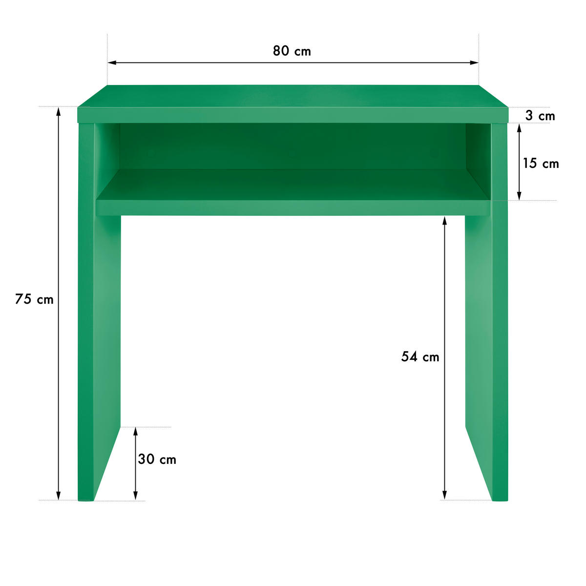 KONSOLE Widerstandsfähig, MDF 3 cm, smaragdgrün, 80/ 30 cm GERALDINE - Smaragdgrün, Holzwerkstoff (30/80/75cm) - RNT By Really Nice Things