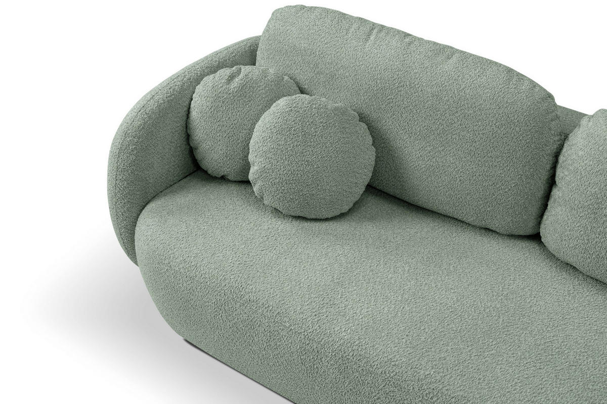 BETTSOFA AMICO Grün Bucle-Stoff mit Schlaffunktion - Grün, Holz (238/86.5/101cm) - MASSENO