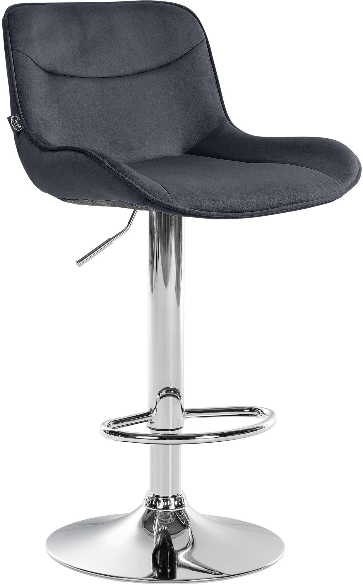 BARHOCKER Samt schwarz - Chromfarben/Schwarz, Textil/Metall (49/85/51cm) - CLP
