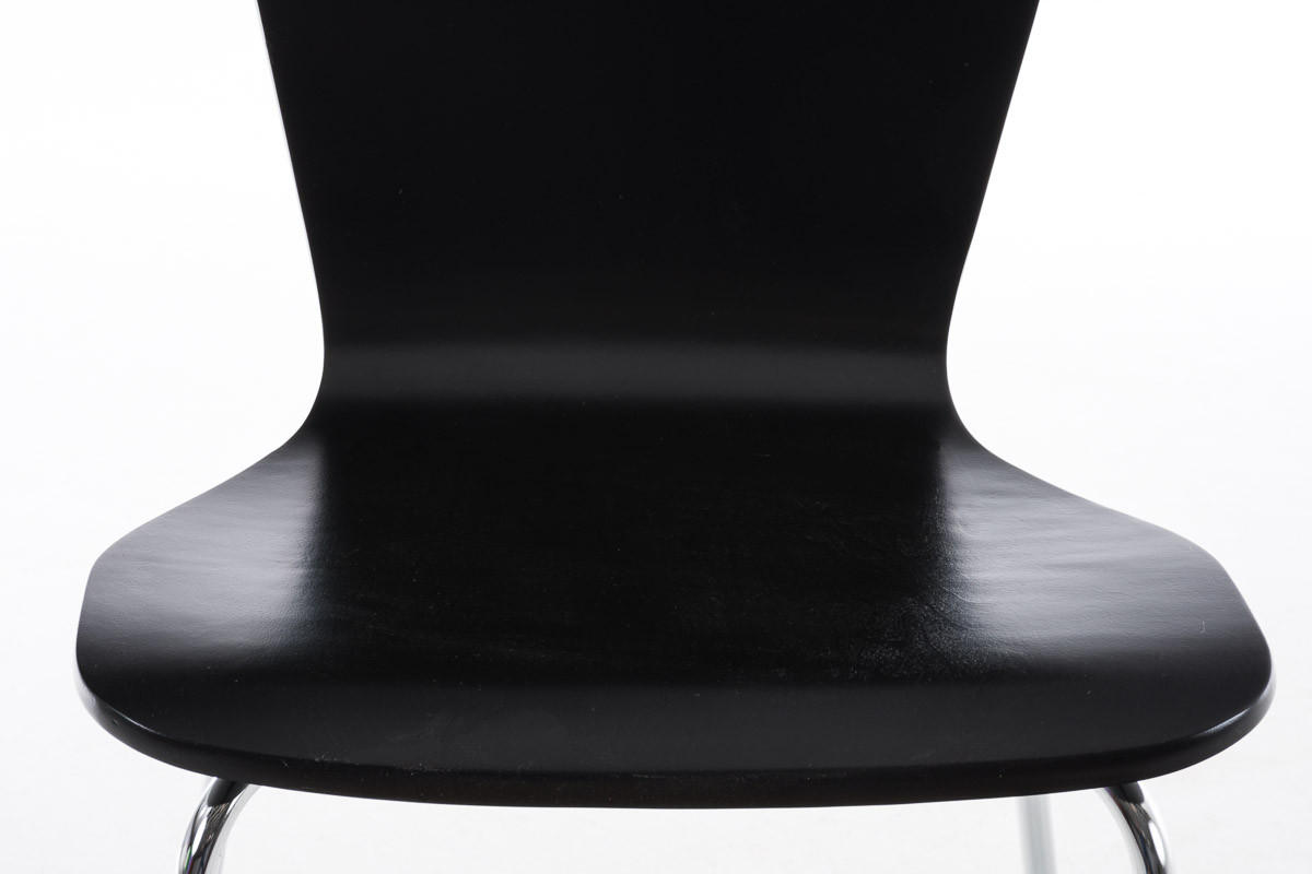 BESUCHERSTUHL Jaron mit Holzsitz und Metallgestell, Farbe: Schwarz - Chromfarben/Schwarz, Holz/Metall (43/84/50cm) - TPFLiving