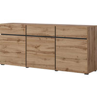 SIDEBOARD Cross Wotan Eiche / schwarz 180 / 40 / 78,3cm - Eiche Wotan/Schwarz, Holz/Holzwerkstoff (180/40/79cm) - Feldmann-Wohnen