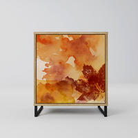 SIDEBOARD TRACES OF AUTUMN, Eichefarben, 57,5x42x67,5 cm, Schwarze Metall-Rahmenfüße - Eichefarben/Multicolor, Holzwerkstoff/Metall (57.5/67.5/42cm) - SpaceRebels