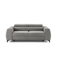 2-SITZER-SOFA PIERO 206 cm Velours Hellgrau - Hellgrau/Schwarz, Holz/Textil (206/95/100cm) - Muffo