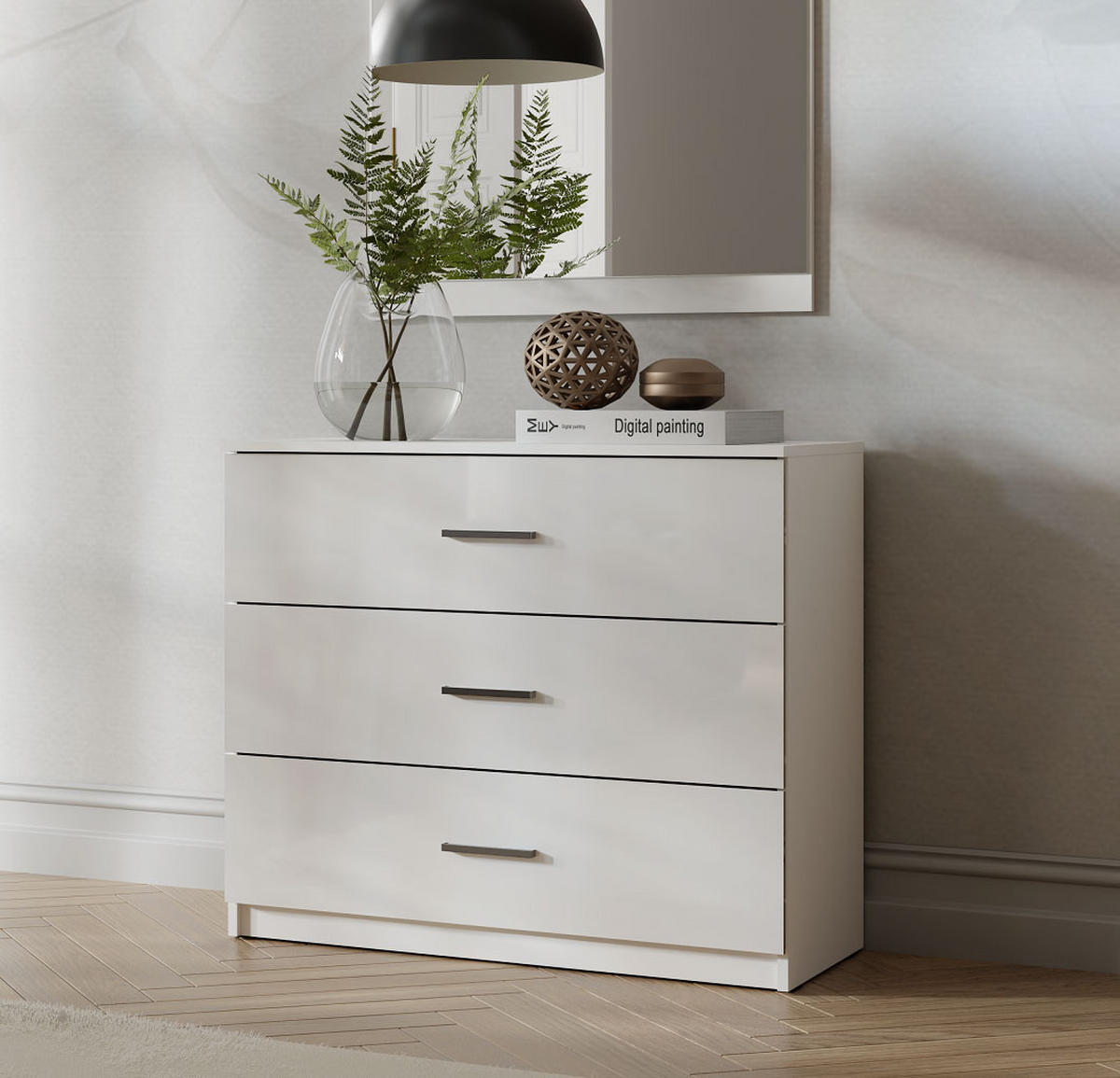 KOMMODE Siena weiß Hochglanz 93 / 42 / 80,5cm - Weiß Hochglanz, Holz/Holzwerkstoff (93/80.5/42cm) - Feldmann-Wohnen