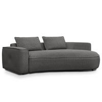 2,5-SITZER SOFA - Schwarz/Grau, Kunststoff/Textil (217/82/146cm) - home24