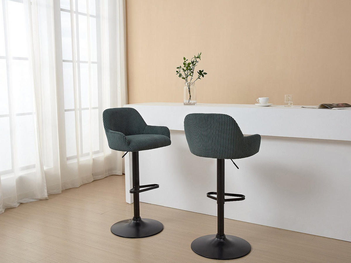 BARHOCKER - 51cm x 49cm - Samt - tannengrün - LILIYA - Grün, Textil (51/102/49cm) - Vente-Unique