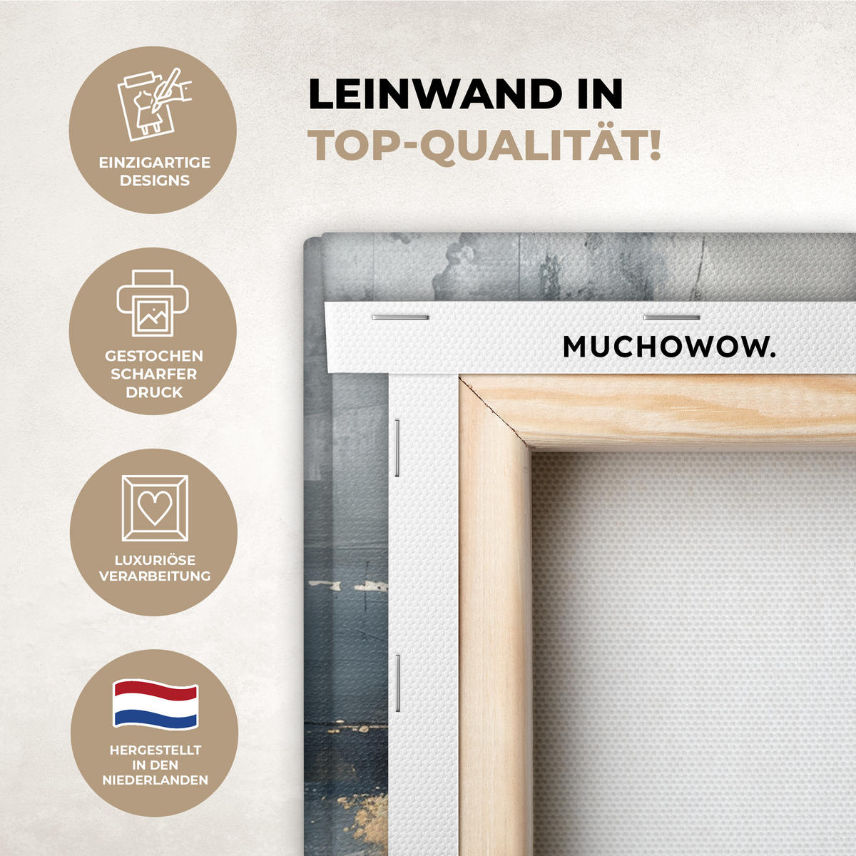 LEINWANDBILD Kunst - Grau - Gold - Abstrakt 40x30 cm - Dunkelgrau, Textil (40/30cm) - MuchoWow