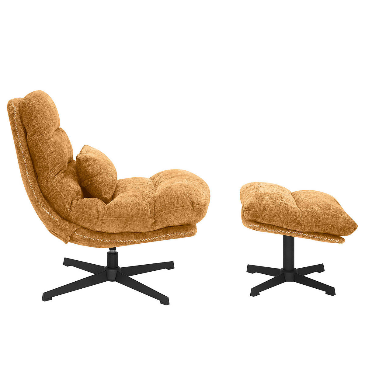 RELAXSESSEL - Chenille - Gelb/Schwarz, Textil/Metall (84/88/94cm) - home24