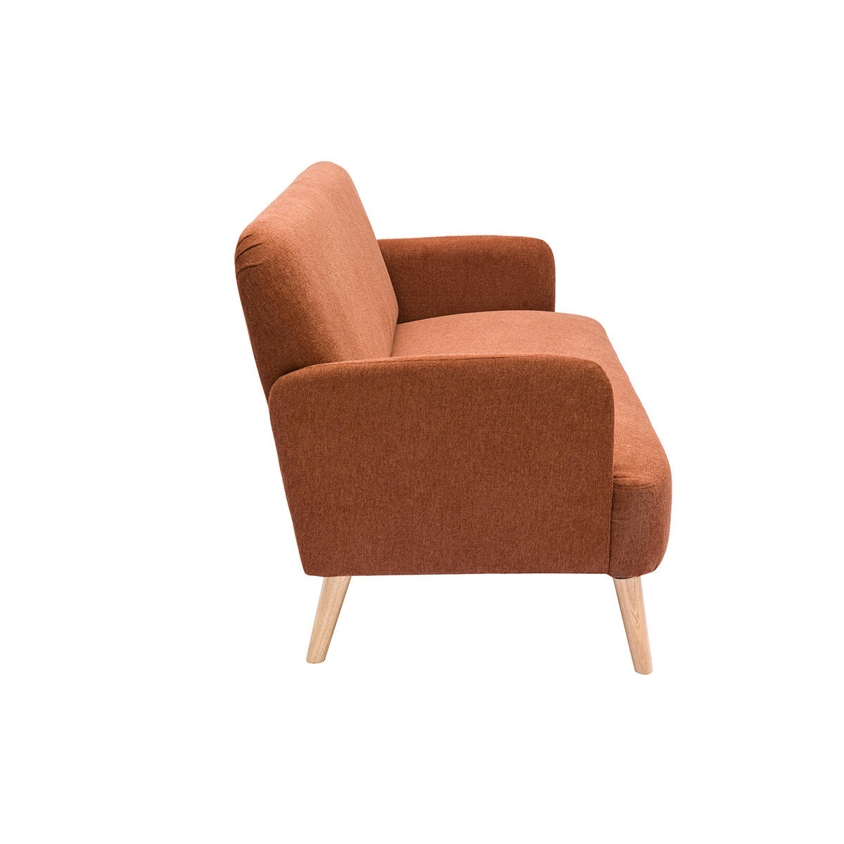 SOFA 2-Sitzer Rostbrauner Stoff Samteffekt Helles Holz ISKO - Terracotta, Textil (131/81/76.5cm) - Miliboo